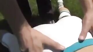 A nice man fucked a beautiful busty brunette on the couch and came on her boobs