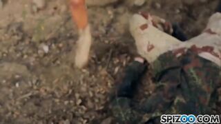 A man fucked in an abandoned warehouse two hot blondies