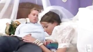 A hot wedding night group sex featuring a stunning bride