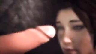 The beautiful Lara Croft in a dangerous situation, needing protection