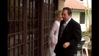 Bride cheats on her husband with a pervert friend in stockings