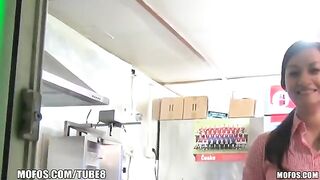 The saleswoman is getting fucked for money in a steamy scene
