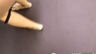 Blonde with big boobs makes a sweet blowjob