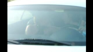 A girl with a shaved pussy is served on the car's bonnet