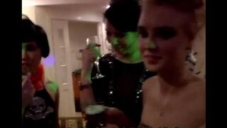 Young whores enjoy group sex at a wild party
