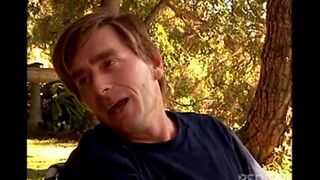 Pretty girl has sex with a young guy outdoors