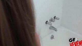 Girl sucks cock and swallows cum at home in the toilet