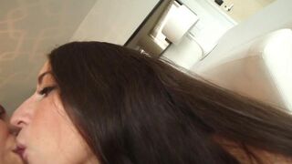 Two lesbians have lesbian sex on the couch