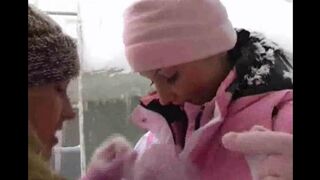 Two girls decided to spend time in a steamy way on a cold winter day