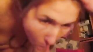 The man finished in the mouth of his girlfriend, a passionate blowjob session