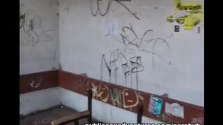 A girl isn't shy to do a blowjob in public place