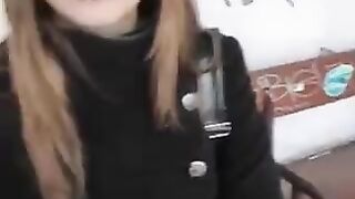 A girl isn't shy to do a blowjob in public place