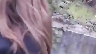A girl isn't shy to do a blowjob in public place