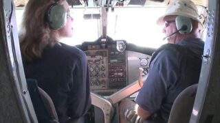 Blonde stewardess with big tits gets her pussy smashed hard