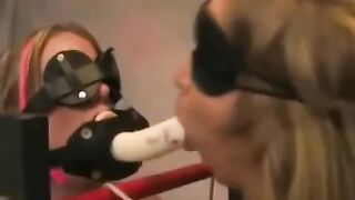 Bondage play with a naughty lesbian twist, that's tough entertainment