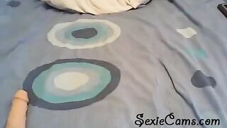The beauty checks her new toy on webcam live