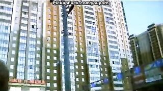 Guy, having fun, picked up a blonde and fucked her on the street