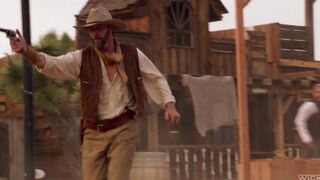 A cowboy punished a girl but licked her pink clitoris with pleasure
