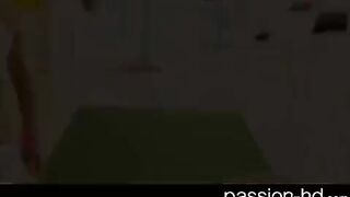 A cute brunette with natural tits wanted to have sex while listening to music