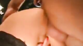 German whore gives a deepthroat blowjob and gets fucked hard