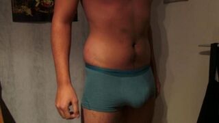 A man came with a cock in his shorts due to overexcitation