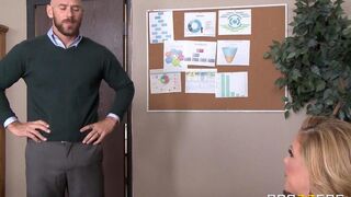 The pretty woman fucks with her subordinate in the office