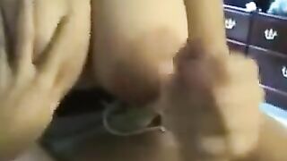 A fat woman swallows all the sperm, leaving no single drop behind