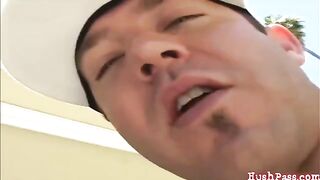 A guy is fucking his hot wife with a big cock in HD