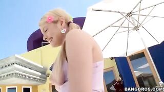 A blonde girl is sucking a long dick in this hot POV video
