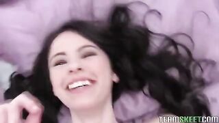 Amateur brunette has real fun and passionate sex