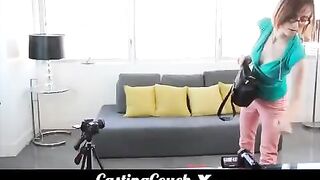 Skinny brunette gets fucked during her casting session on cam