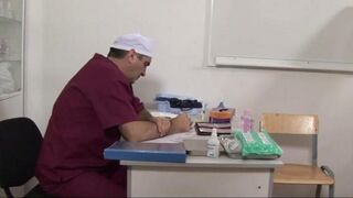 The doctor used a speculum to examine the patient's pussy and extend it