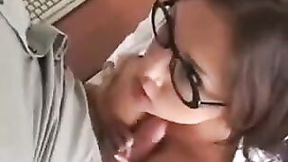 A hot woman has sex with her boss in the office of his company