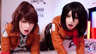 Three anime girls in a steamy lesbian threesome scene