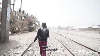 Peruvian guy fucked petite Venezuelan model near the train line