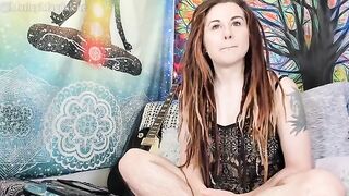 A funny hirsute girl gets naked and reaches a squirting orgasm