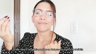 The hot girl is talking to her psychiatrist in a role play scene