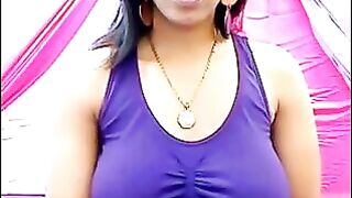 The nipples of a excited brunette are visible through her T-shirt