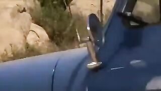 The driver had sex with a girl with big boobs on the road