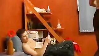 The guy doused the ass of his mother with sperm in a steamy Russian scene