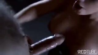 A slave is being whipped by the mistress and then forced to lick her pussy