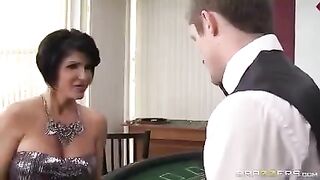 The girl lost her hole and mouth at the card game
