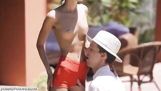Skinny brunette Gina Jerson gets her pussy railed
