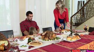 An appetizing girl was caught for a sex at the family dinner