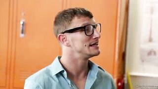 The student babe got fucked on the table by her math teacher