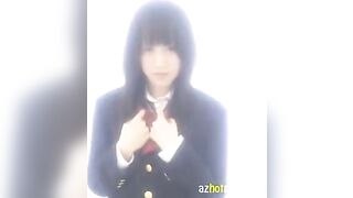 A Japanese schoolgirl masturbates passionately, showcasing her uniform and allure in every pose
