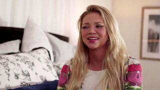 Beautiful girls are stuck in bed and fuck lesbianically