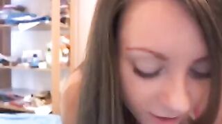 A hot Russian girl with beautiful breasts plays with a toy on camera