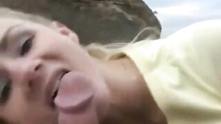 The girl got a dessert from sperm on her face after sex with a guy
