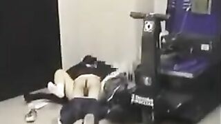 The guy lowers his pants and penetrates his girlfriend in the ass with passion